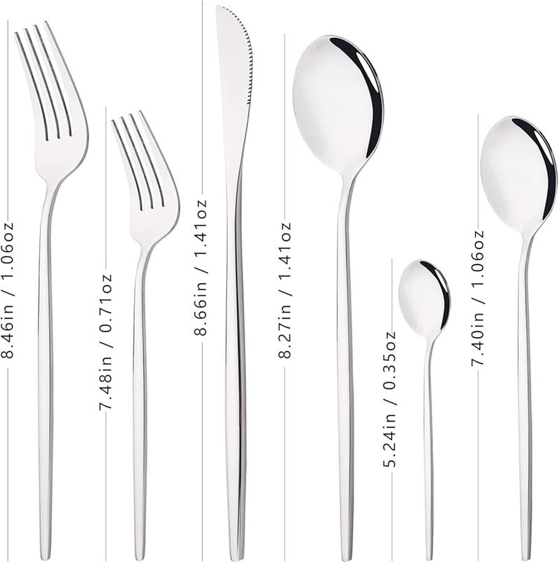 24 Piece Mirror Finish Stainless Steel Silverware Set Service For 4 Dishwasher Safe - Image 5